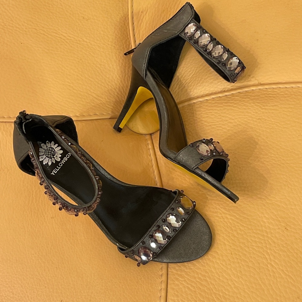 Ankle back zipper with accent with jewels dark steel grey  color
